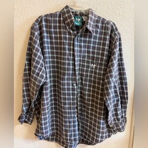 Big Dogs Plaid Shirt - gray plaid long sleeve size L retro 1990’s